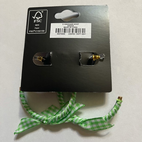Torrid 💚 Green Gingham Hoop Earrings, So Cute for Spring & Summer! - Picture 2 of 2